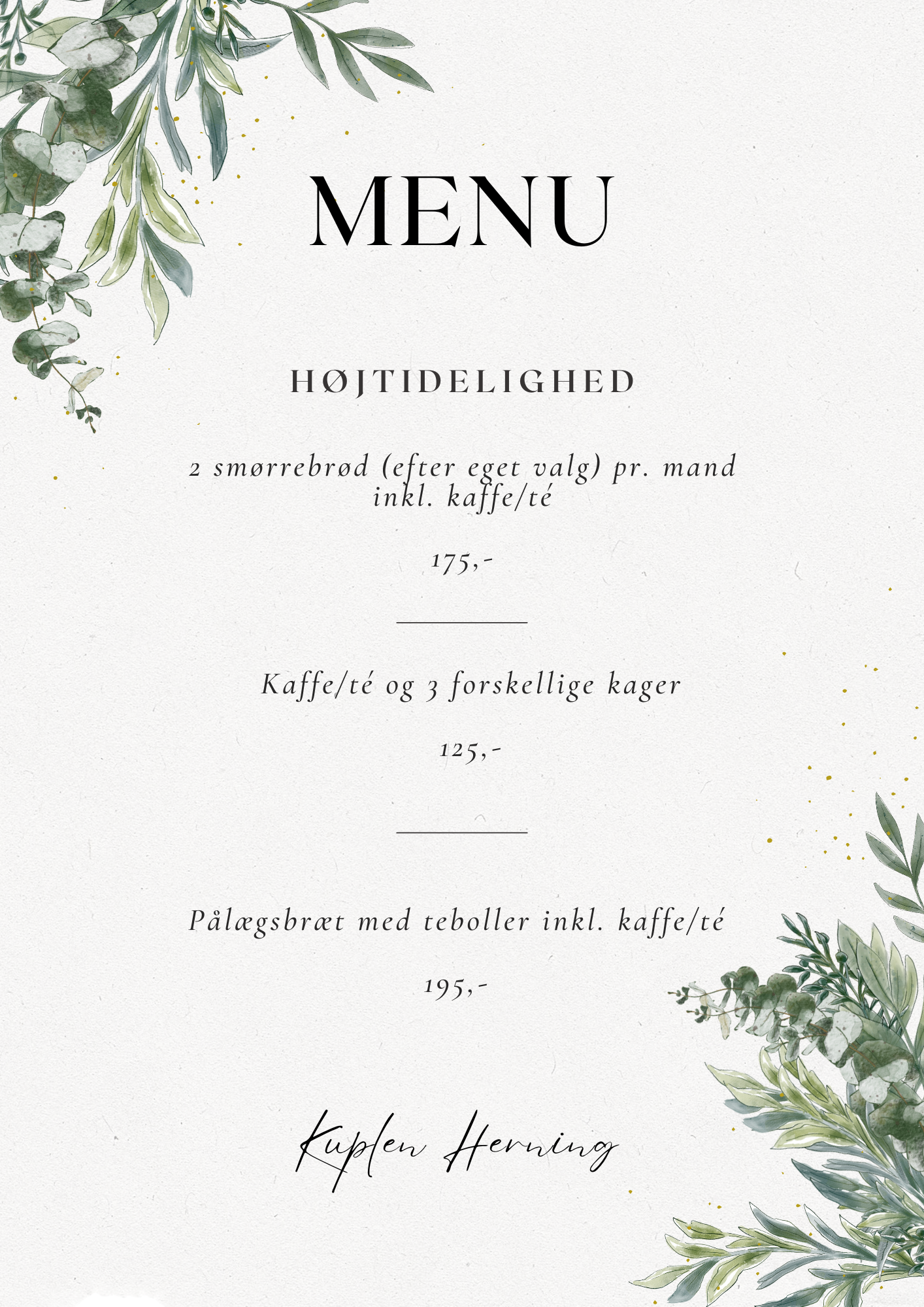 Højtidelighed menu